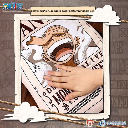 1pc Official One Piece Wanted Poster Cushion Pillow, Double-Sided Anime Throw Pillow Home Sofa Office Bedroom Collection Gift.
