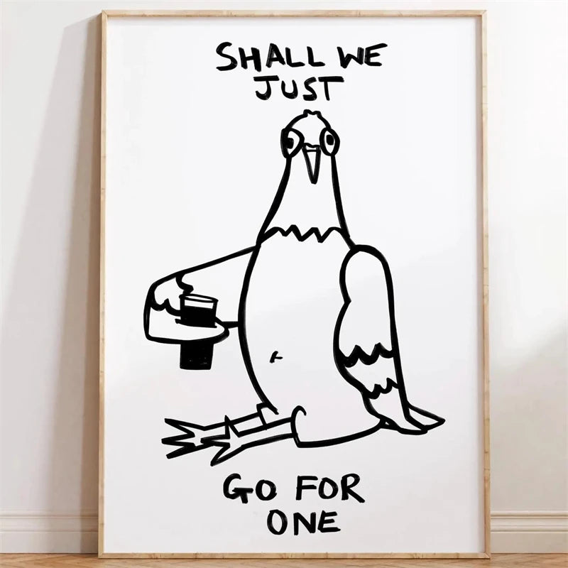 Black and White Humor Poster A Frog Sitting on The Toilet Print Canvas Painting Minimalist Wall Art Picture for Home Decoration