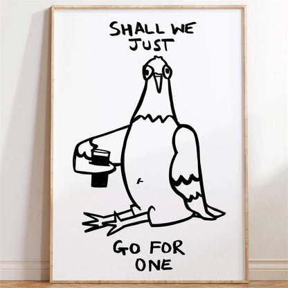 Black and White Humor Poster A Frog Sitting on The Toilet Print Canvas Painting Minimalist Wall Art Picture for Home Decoration