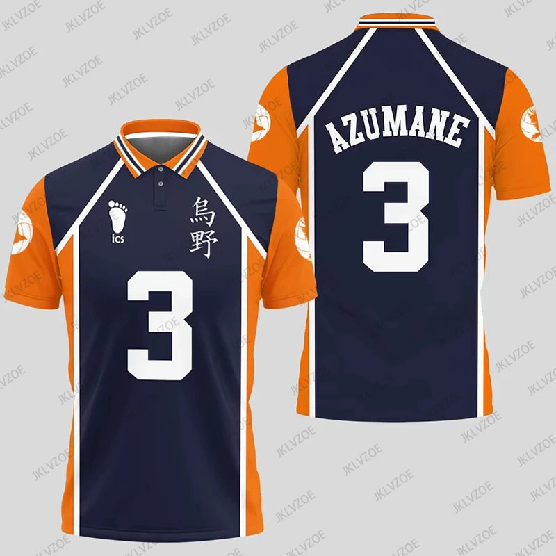 Anime Haikyuu Hinata Cosplay Polo Shirts Summer Shorts Sleeve Men Polos Volleyball Uniform Japan Sports Jerseys Kids Adult Tops