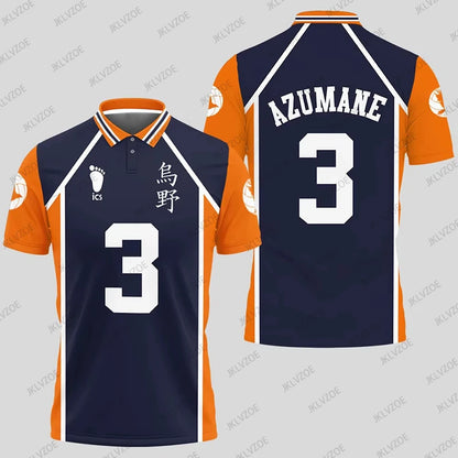 Anime Haikyuu Hinata Cosplay Polo Shirts Summer Shorts Sleeve Men Polos Volleyball Uniform Japan Sports Jerseys Kids Adult Tops