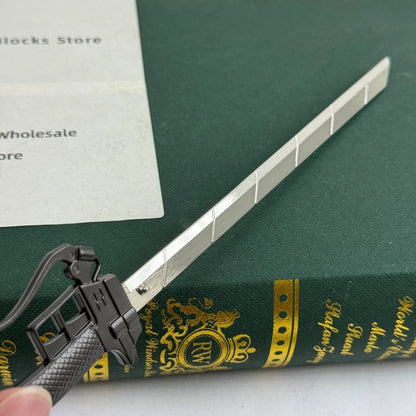 Attack on Titan Sword Model 22cm/8.66in Zinc Alloy Rust-Resistant Spring Release Scabbard Not Sharp Anime Gift Display for Fans