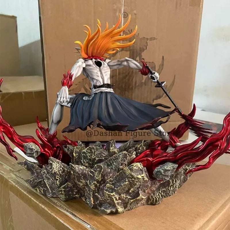 23cm Bleach Hollow Ichigo Action Figure Collectible Doll Saigo No Getsuga Tenshou Hollowfied Kurosaki Ichigo Statue Model Toys