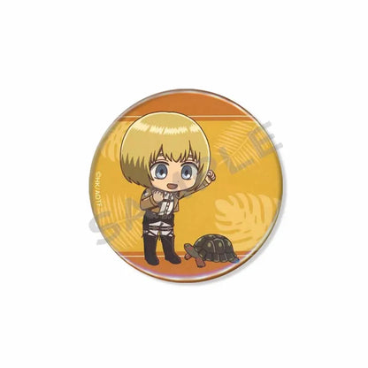 Attack on Titan Lapel Pins Creative Round Brooch Eren Yeager Levi Mikasa Cartoon Badge Pin Hat Clothes Accessories Jewelry Gift