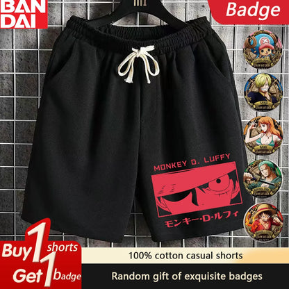 New Men's One Piece Luffy Roronoa Zoro Print Summer Men's Shorts Sport Five-Point Shorts Oversized Casual  Gym Quick-drying Pant