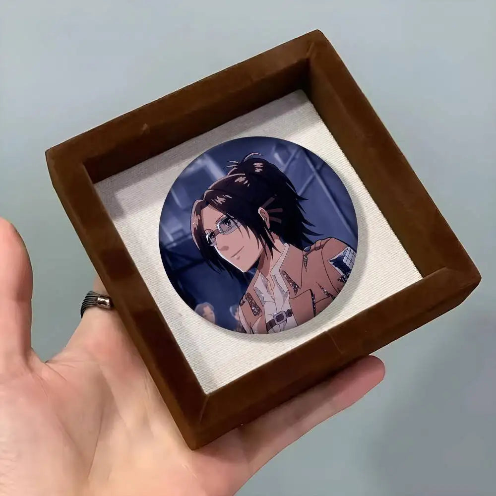 1pc Hange Zoe Attack On Titan Anime Cartoon Style Badge Brooches On Backpack Decoration Round Enamel Pins For Accessorys