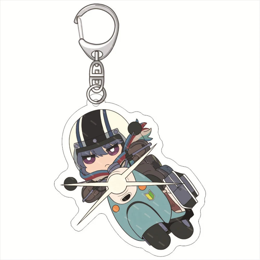 6CM Anime Yuru Laid-Back Camp Shima Rin Kagamihara Nadeshiko Acrylic Figure Keychain Pendant Cosplay Charm Backpack Cartoon Ker