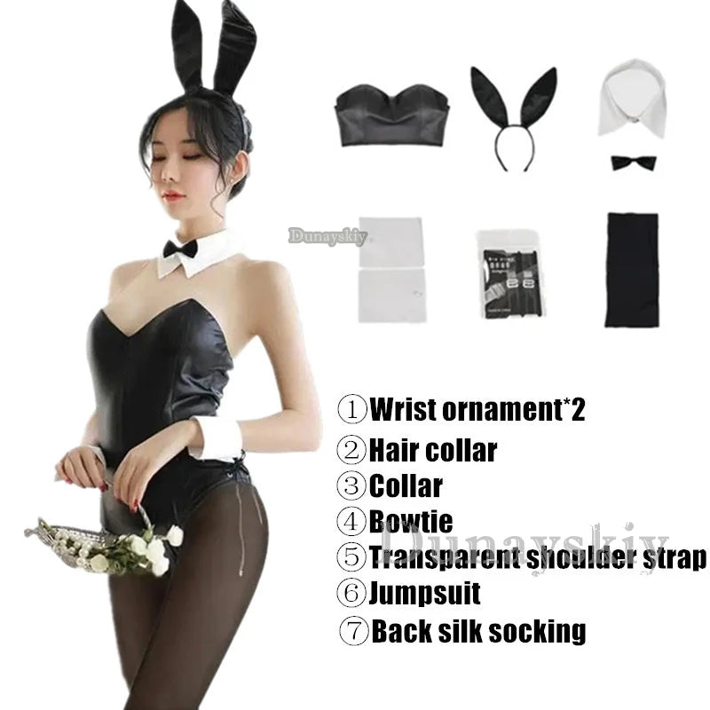Anime Sakurajima Mai Cosplay Costume Rascal Does Not Dream of Bunny Girl Senpai Mai Sakurajima Cosplay Wig Bunny Ears Headwear