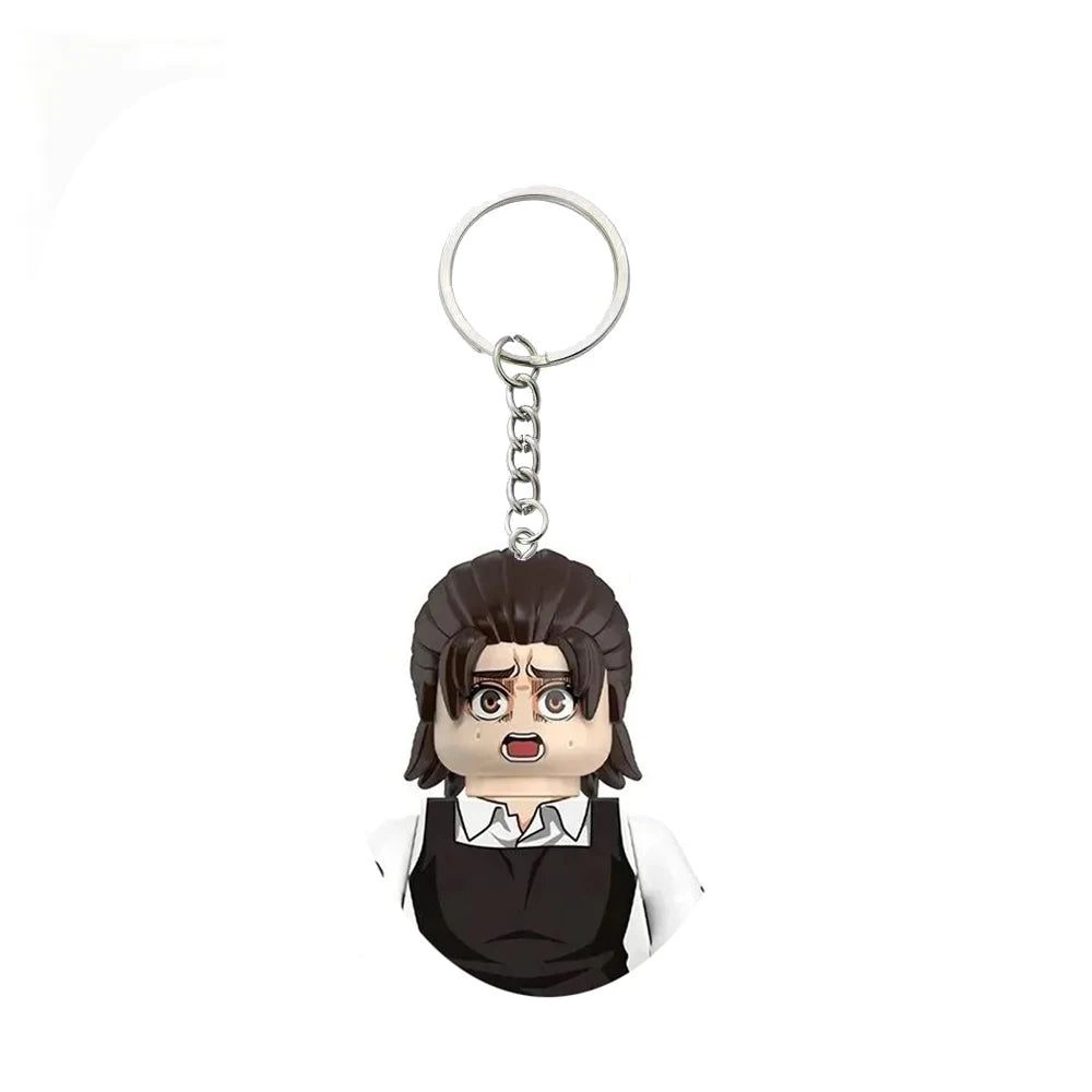 New Attack on Titan Minifigure Keychain Shingeki No Kyojin Eren Levi Mikasa Anime Action Figures Toys for Kids Gift