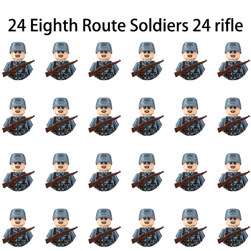 24pcs/batch WW2 Military Character WW2 Army Building Blocks Military Soldier Character Building Blocks Kids Holiday Gift Toys