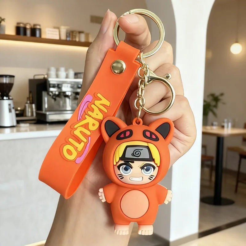 Q version of Naruto cartoon character key chain cartoon PVC doll pendant car key chain backpack jewelry fans collect gifts.