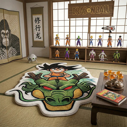 Anime Dragon Ball Z Rug Goku and Shenron Custom Shaped Plush Area Rug for Living Room Bedroom Dorm Anti-slip Soft Carpet Gift