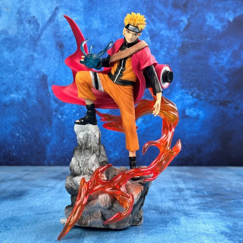 A Bandai HOT 23cm Naruto Anime Figure Uzumaki Naruto Uchiha Sasuke Action Model Pvc Statue Desktop Ornament Collection Toys Gift