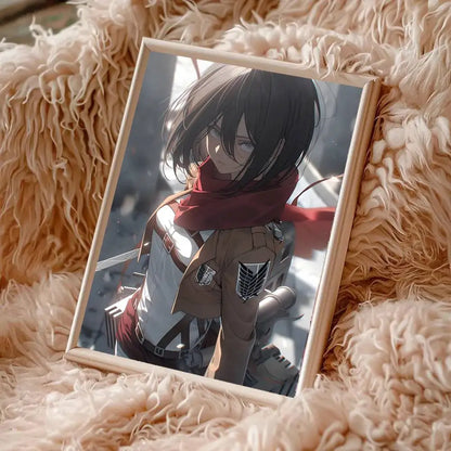 Mikasa Ackerman Anime Attack On Titan Posters Living Room Bar Cafe Quality Canvas Vintage Style Comics Painting Art Home Wall