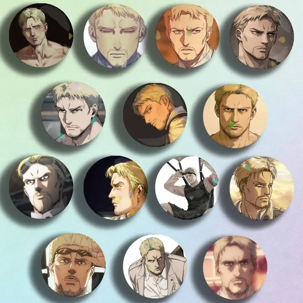 Attack on Titan Reiner Braun Laser Badge Creative Pins Brooch for Bag Clothes Hat Decor Gifts Fans Collect