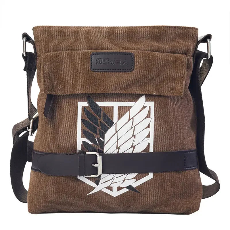 Attack on Titan Wings of Freedom one-shoulder canvas bag creative high-value cartoon print large-capacity portable men's handbag