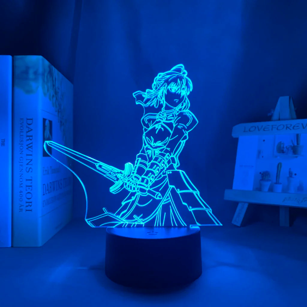 Anime 3d Light Fate Stay Night Saber for Bedroom Decor