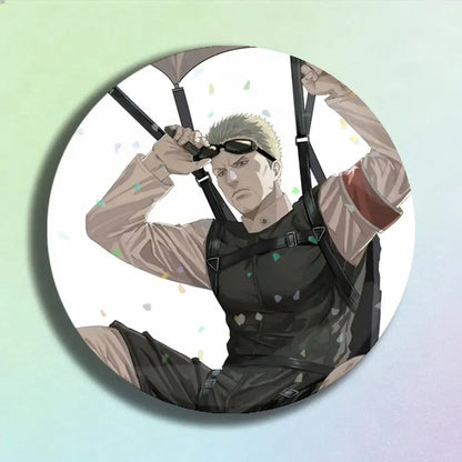 Attack on Titan Reiner Braun Laser Badge Creative Pins Brooch for Bag Clothes Hat Decor Gifts Fans Collect