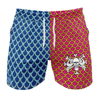 2026 Summer One Piece Luffy Retro Cosplay Shorts Men's Oversized 3D Printed Quick-drying Beach Pants Family Unisex Children.