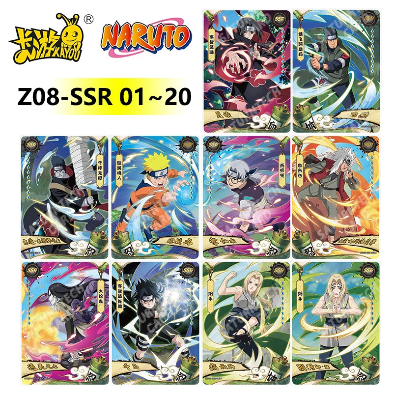 Kayou Naruto Card Set AR CR MR UR PTR SSR SR R T2W9 T4W8 Full Series Uzumaki Sasuke Hinata Uchiha Anime Collection Cards Toy Gif