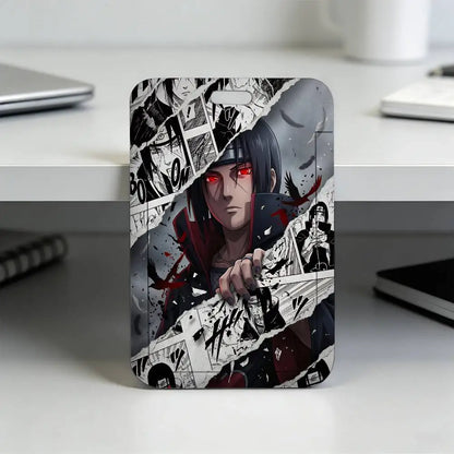 Anime N-NARUTO Akatsuki Itachi Sharingan Transparent Card Holder Employee Plastic Slide Cover Lanyard Work Business ID Bag Bus