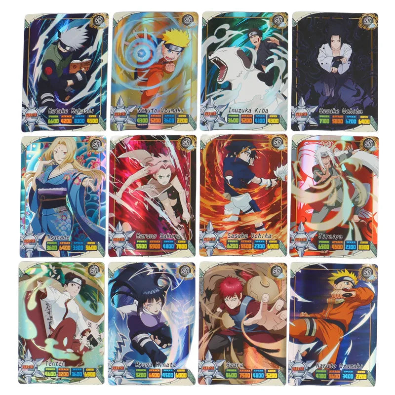 50Pcs Anime Naruto Collection Cards Naruto Uchiha Sasuke Hatake Kakashi Rare SR SSR UR Collection Cards Children Toy Gift