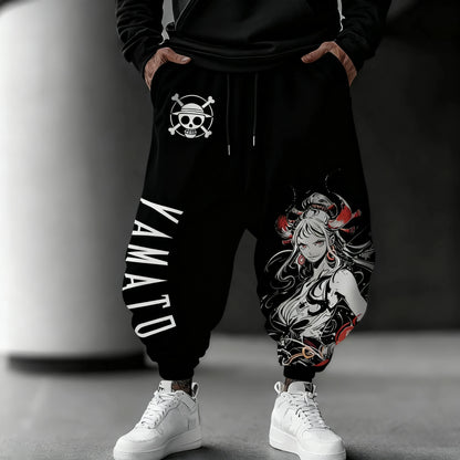 ONE PIECE Anime Yamato Printed Sweetpants 2025 Autumn/Winter Men's New Hip Hop Trend Y2K Casual Loose Sports Tapped Pants