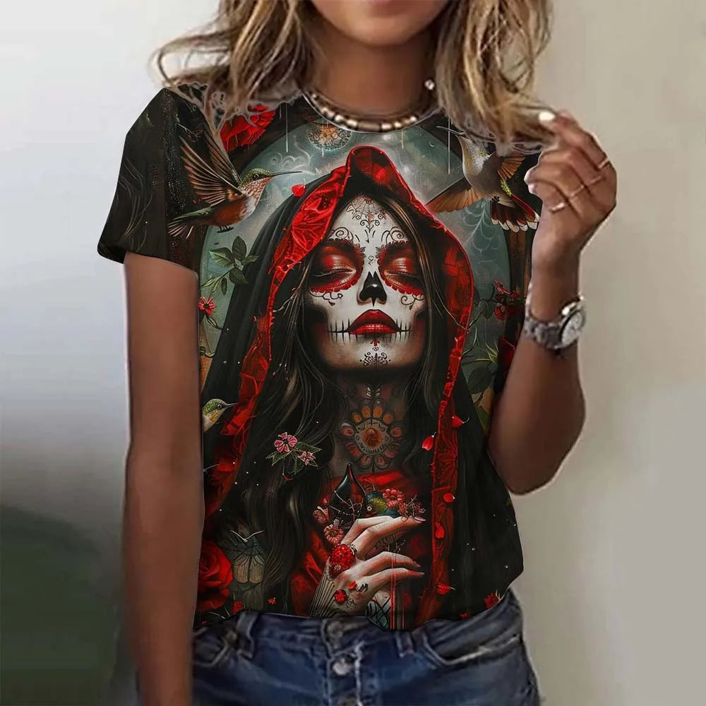 Day Of The Dead Skull Oversized T-Shirt