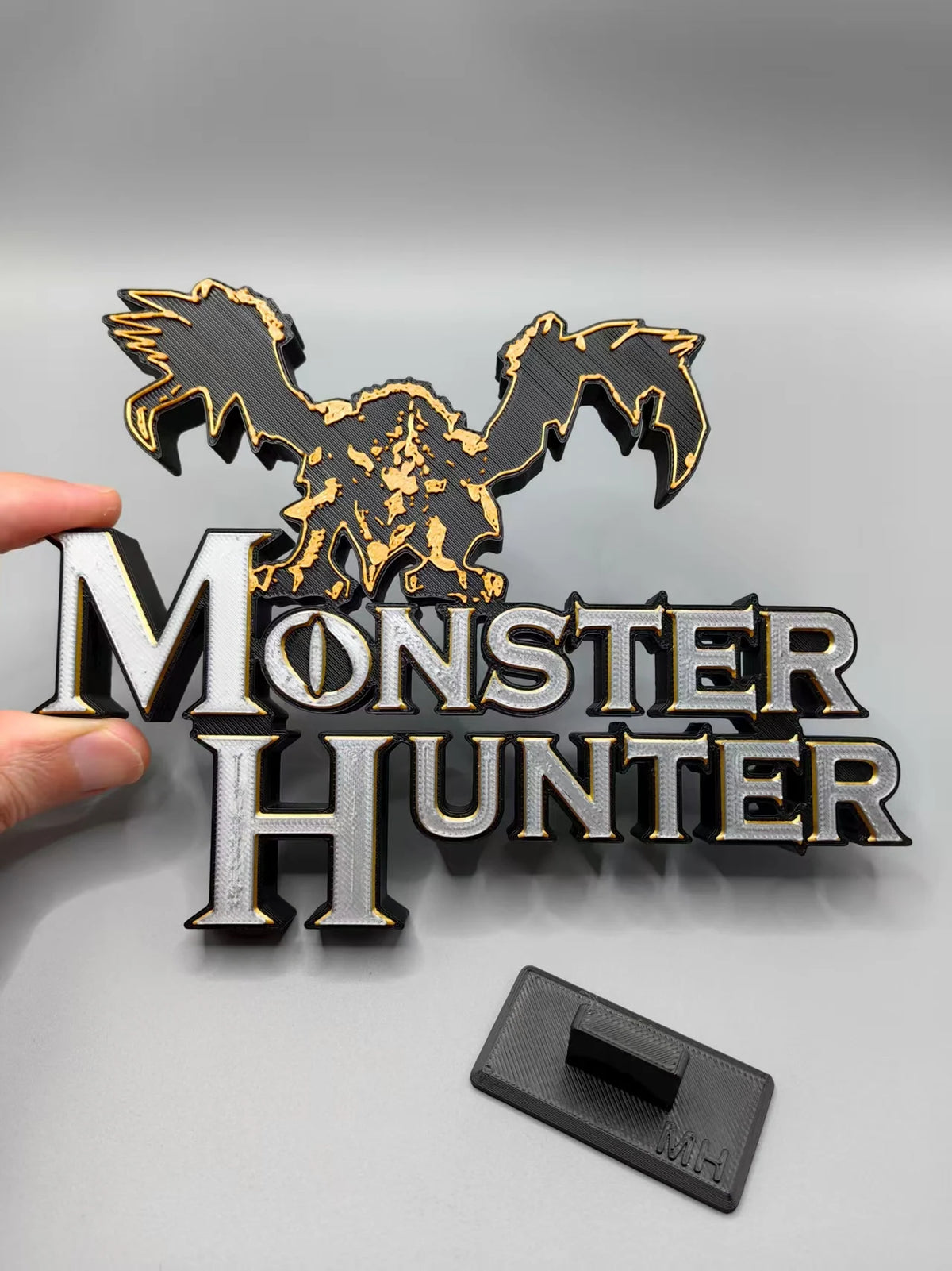 Monster Hunter Logo 3D Font, Standee, Nameplate, Logo, Ornament