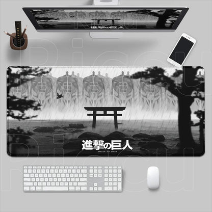 New HD Printing Attack on Titan Anime Desk Mat Large Lock Edge Mouse Pad Computer Mousepad Gaming Laptop Keyboard Mouse Mats Rug
