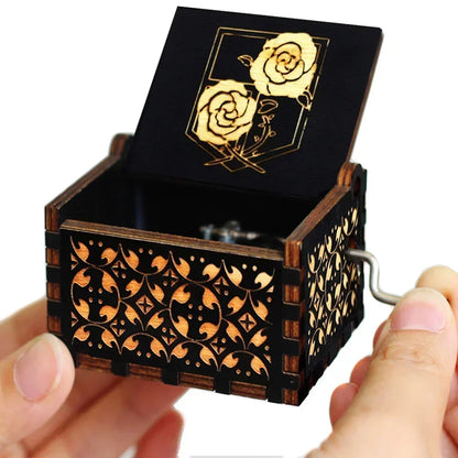 IN STOCK @@Antique carved Wooden Hand Crank Attack on Titan and StarWars Music Box figure Christmas Birthday Gift @@