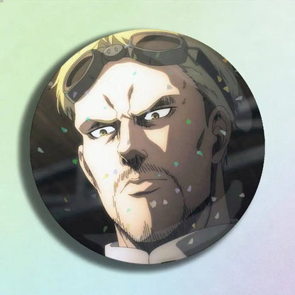 Attack on Titan Reiner Braun Laser Badge Creative Pins Brooch for Bag Clothes Hat Decor Gifts Fans Collect