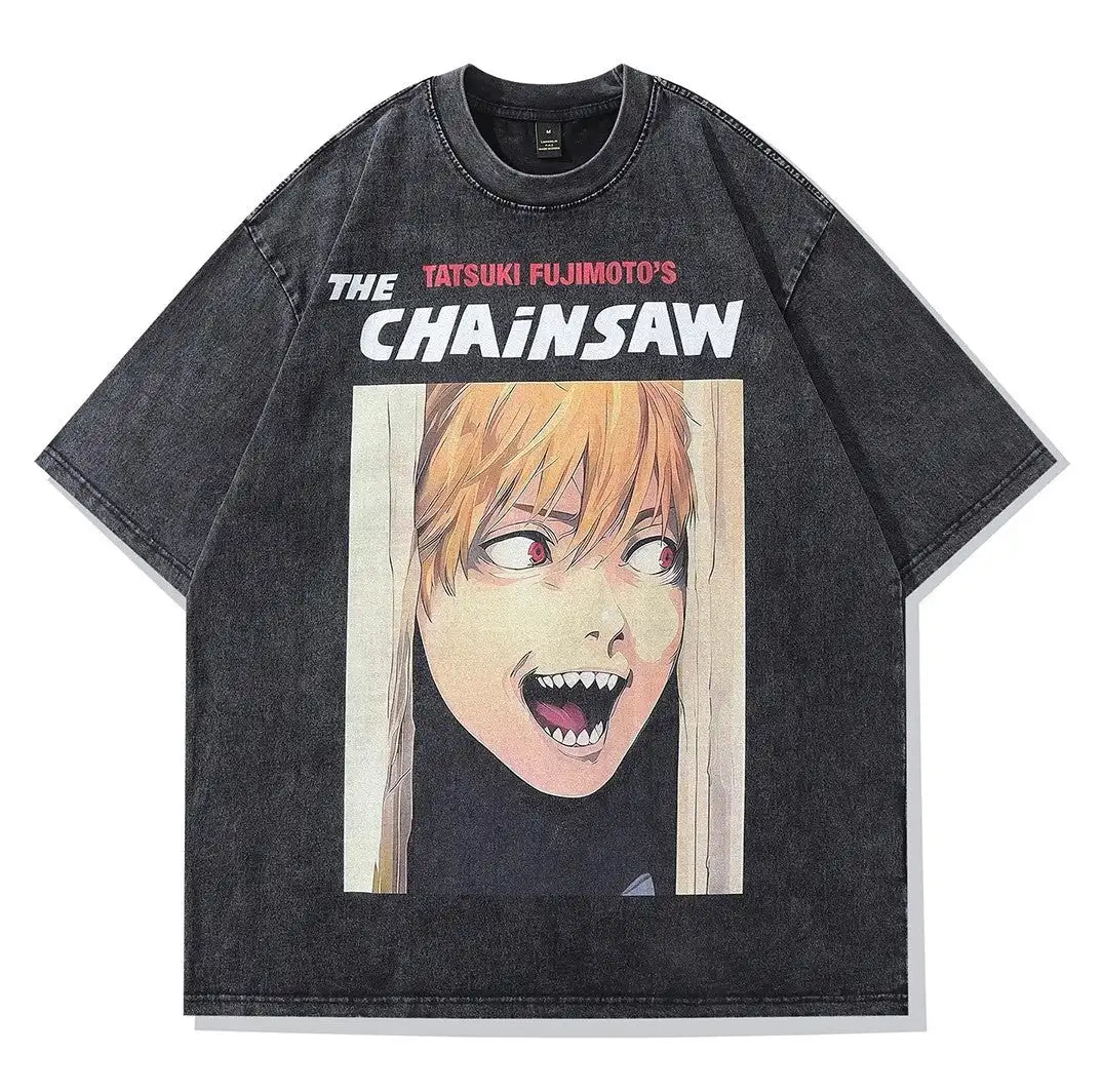 Attack on Titan Mikasa Ackerman Vintage Rock Band-style Wash Print T Shirt Men 2026 Summer Black Oversized Tee Anime Streetwear