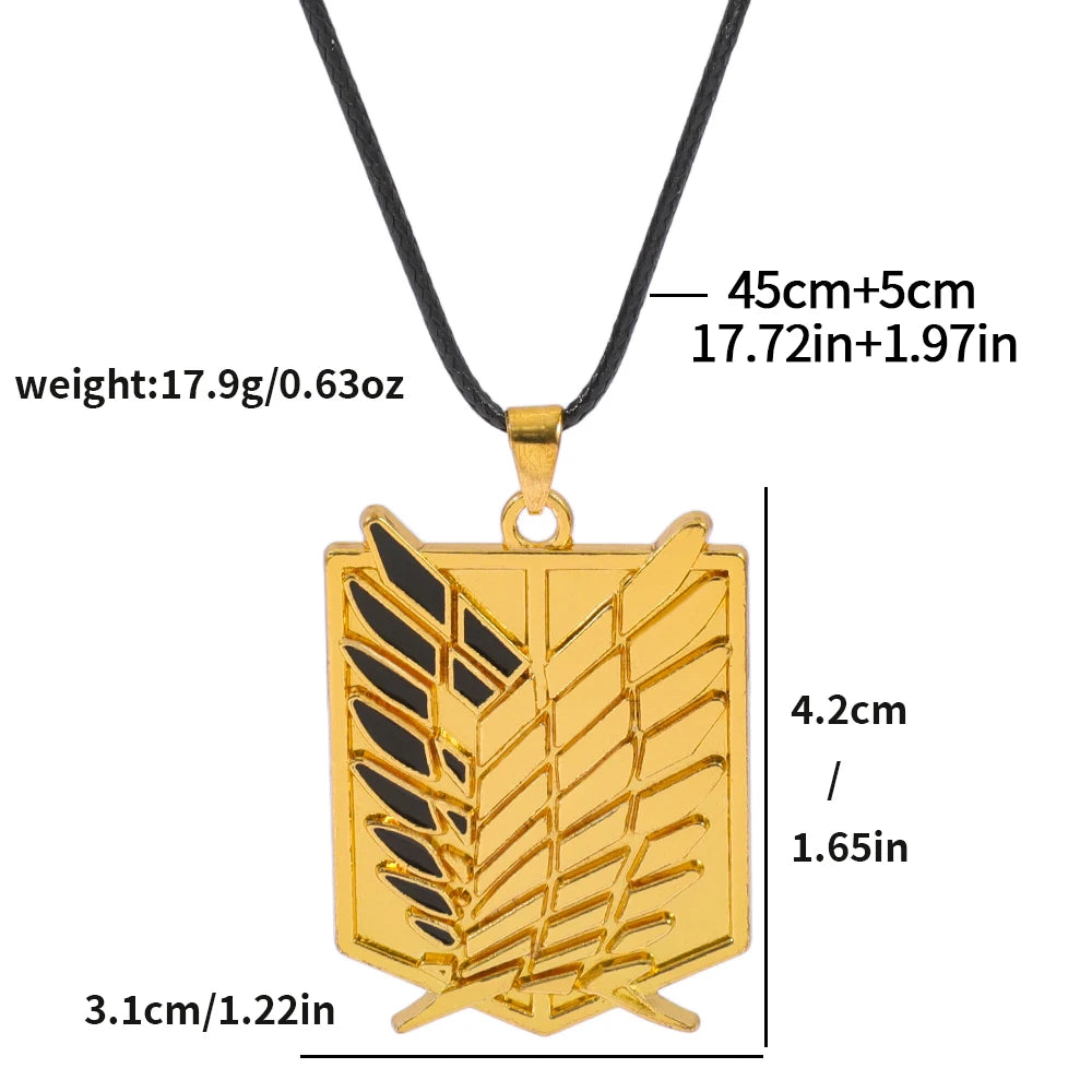 Attack on Titan Necklaces Pendants Wings Of Liberty Metal Unisex Leather Chain Fashion Accessories Pendant Two Colors