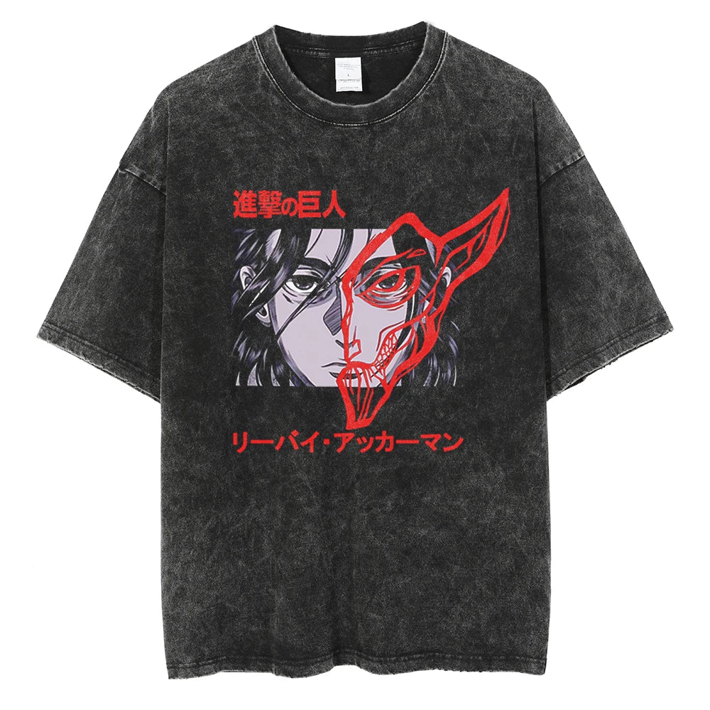 Harajuku Anime Attack on Titan Levi Ackerman Print Tee Men Women Comfortable T-shirts Casual Loose T Shirt Male Cotton Tshirt