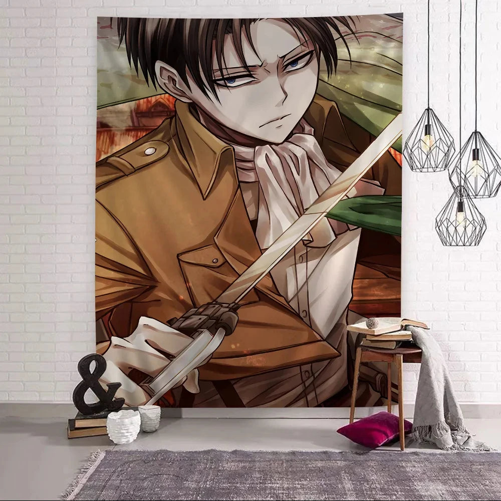 Attack on Titan Levi Ackerman Anime Printed Large Wall Tapestry Cheap Hippie Wall Hanging Bohemian Tapestries Mandala Home Decor