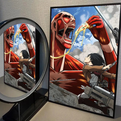 1pc Anime Attack On Titan Poster Self-adhesive Art Waterproof Paper Sticker Coffee House Bar Room Wall Decor