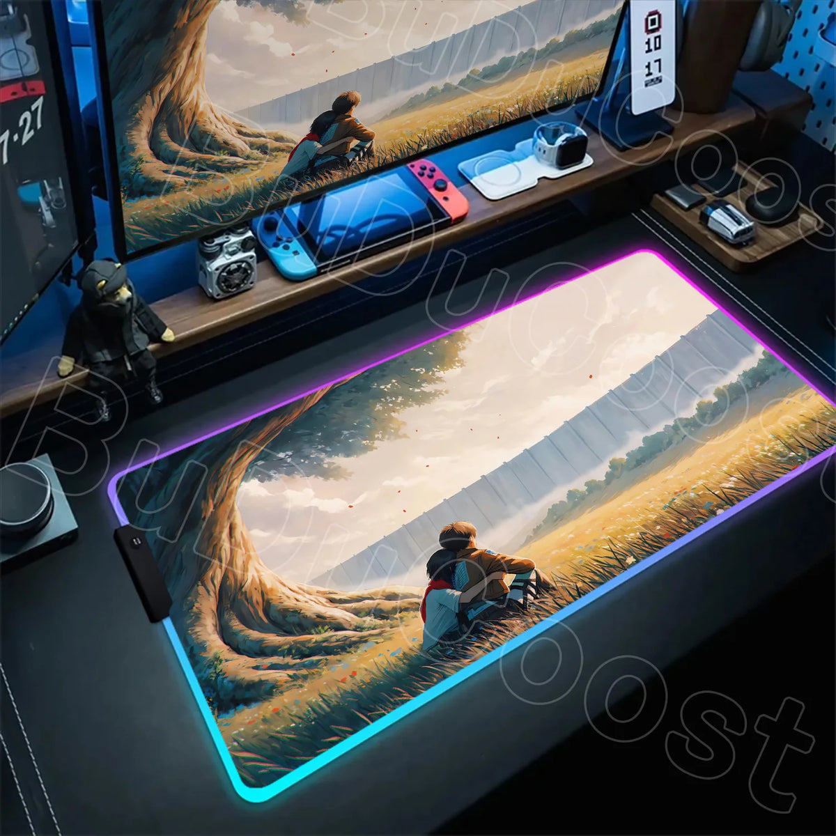 Large RGB LED Mousepad Attack on Titan Mouse Pads Anime Cool Gaming Tapis De Souris Carpet Laptop XXL Gabinete Gamer Accessories