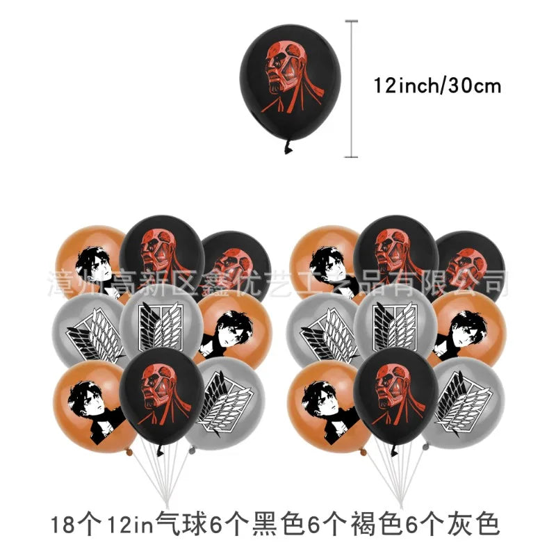 Attack on Titan Anime Birthday Party Cake Decoration Balloon Pull The Flag Rivaille Eren Party Props