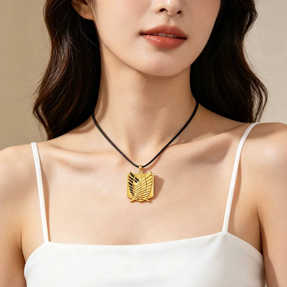 Attack on Titan Necklaces Pendants Wings Of Liberty Metal Unisex Leather Chain Fashion Accessories Pendant Two Colors