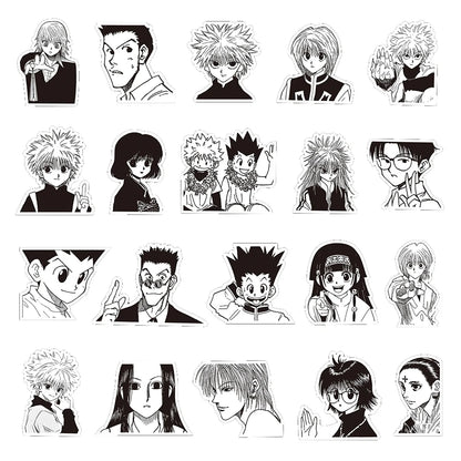 70pcs Black White HUNTERxHUNTER Japanese Anime Stickers GON FREECSS Decals Skateboard Laptop Car Decoration Sticker Kids Toys