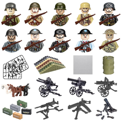 24pcs/batch WW2 Military Character WW2 Army Building Blocks Military Soldier Character Building Blocks Kids Holiday Gift Toys