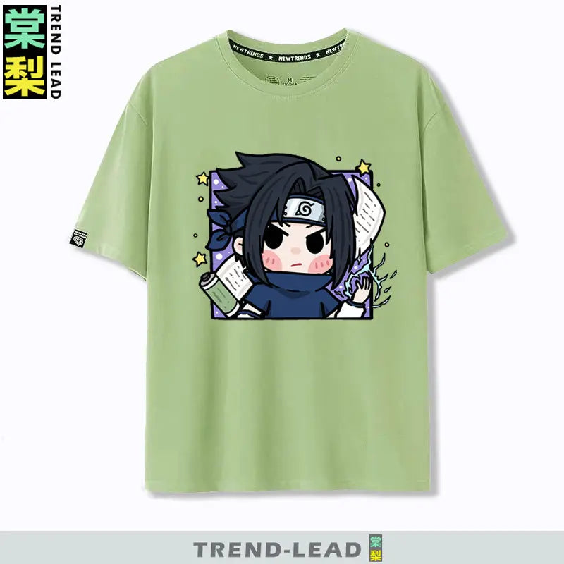 Naruto Q-version Uzumaki Naruto Obito Uchiha Sasuke Cartoon Character Children's Short Sleeved Loose Trendy Parent-child T-shirt