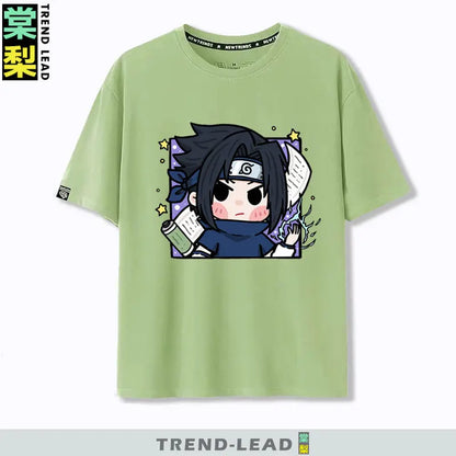 Naruto Q-version Uzumaki Naruto Obito Uchiha Sasuke Cartoon Character Children's Short Sleeved Loose Trendy Parent-child T-shirt