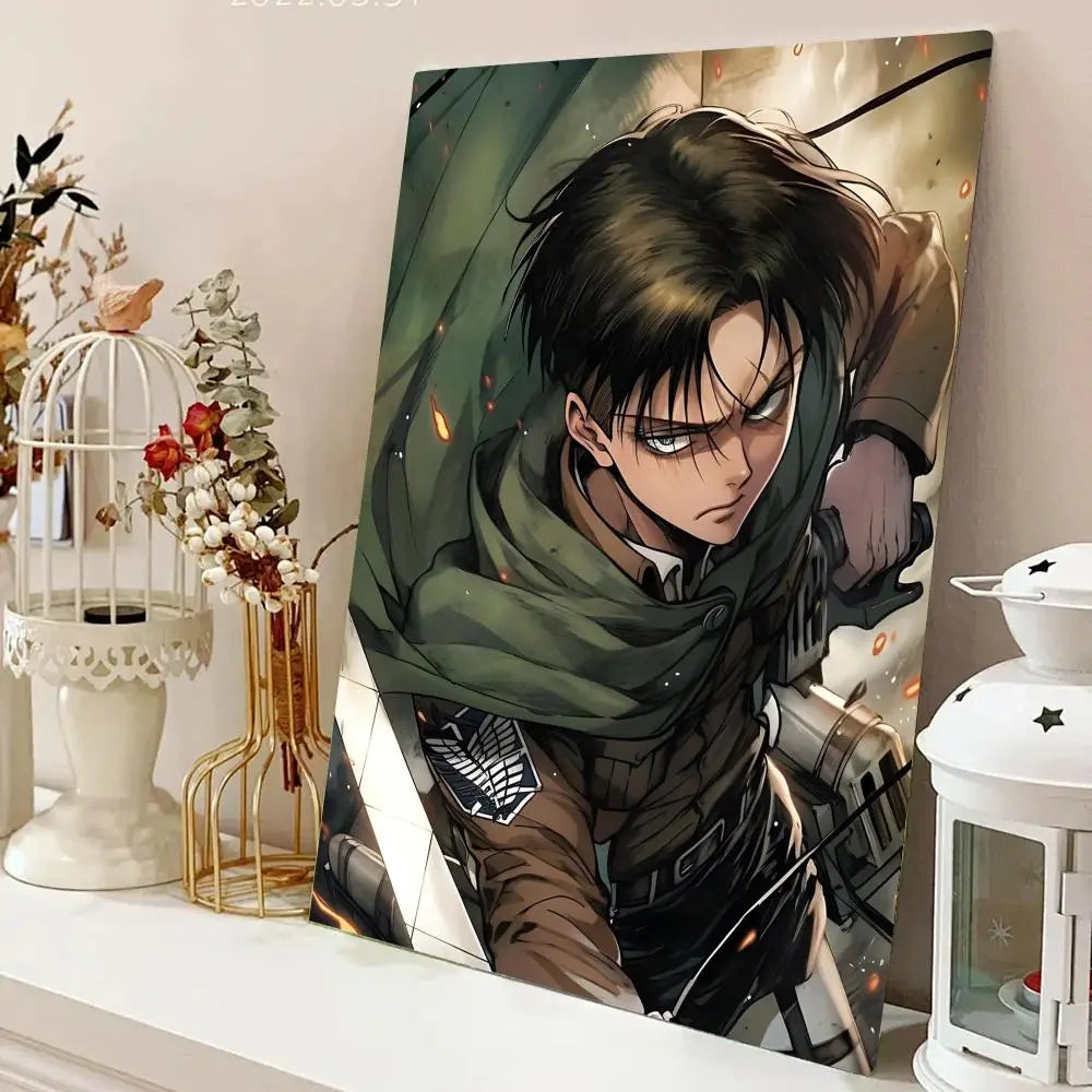 AZNM Attack on Titan Anime Canvas Wall Art, Levi Ackerman Print, Shingeki no Kyojin Home Decor Poster