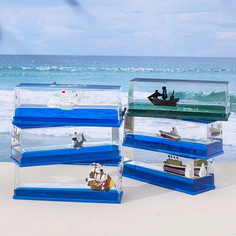 Going Merry One Piece Floating Barcos Fluid Liquid Thousand Sunny Luffy Ship Barcos Floating Boat Desk Decor Decoration Gift