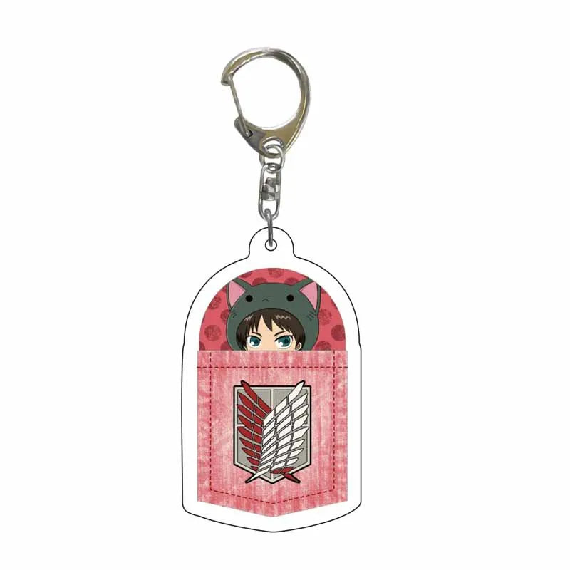 Attack On Titan Anime Peripheral Acrylic Figure Display Keychain Pendant Eren Mikasa Levi Creative Decorative Gift Accessories