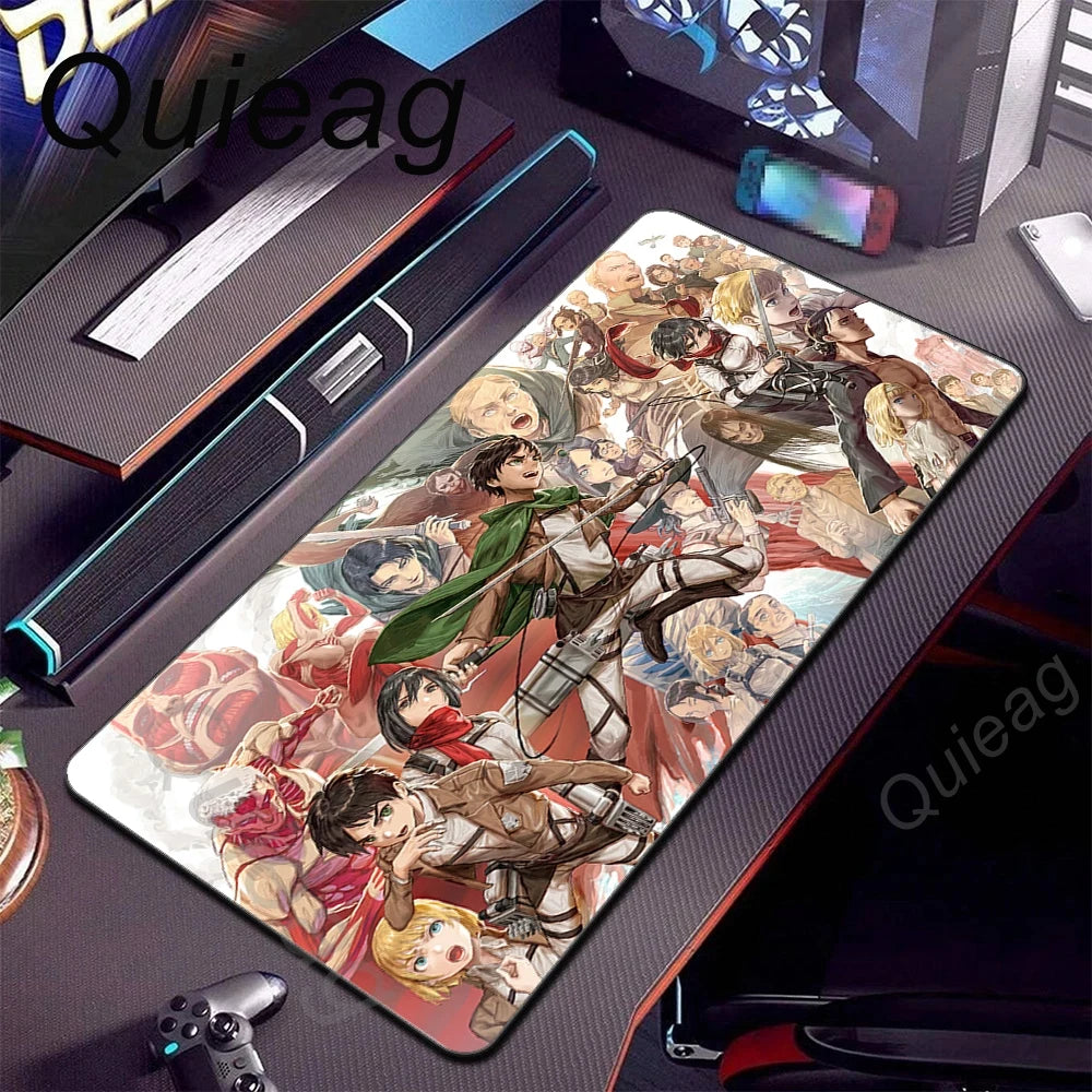 New HD Printing Attack on Titan Anime Desk Mat Large Lock Edge Mouse Pad Computer Mousepad Gaming Laptop Keyboard Mouse Mats Rug
