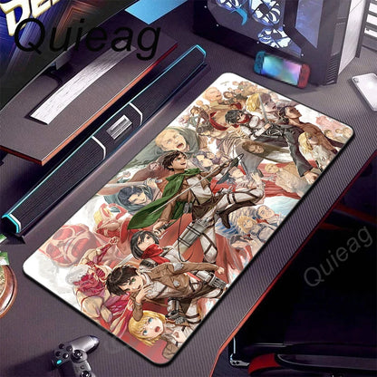 New HD Printing Attack on Titan Anime Desk Mat Large Lock Edge Mouse Pad Computer Mousepad Gaming Laptop Keyboard Mouse Mats Rug