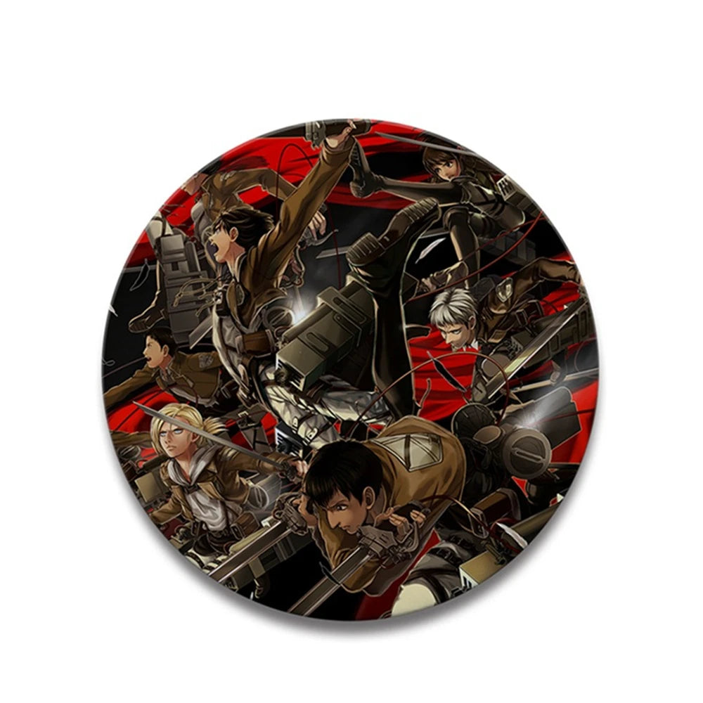 58mm Anime Attack on Titan Eren Jaeger Mikasa Ackerman Erwin Smith Cosplay COSTUME Badge Pin SPTE Tinplate Brooch Prop Xmas Gilf